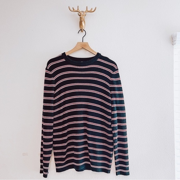 H&M Men's Red/Blue Striped Pullover Sweater Size Large - Picture 1 of 6